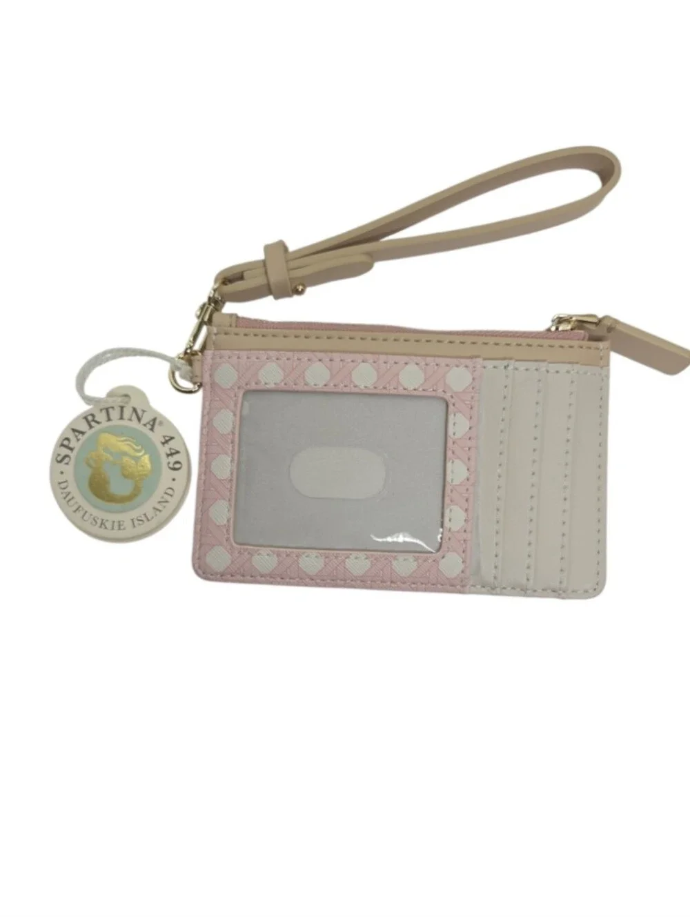 Spartina 449 Slim Card Coin Purse Pink Cane Wristlet NWT